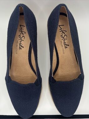 Life Stride Navy Canvas Slip-On Ballet Flats